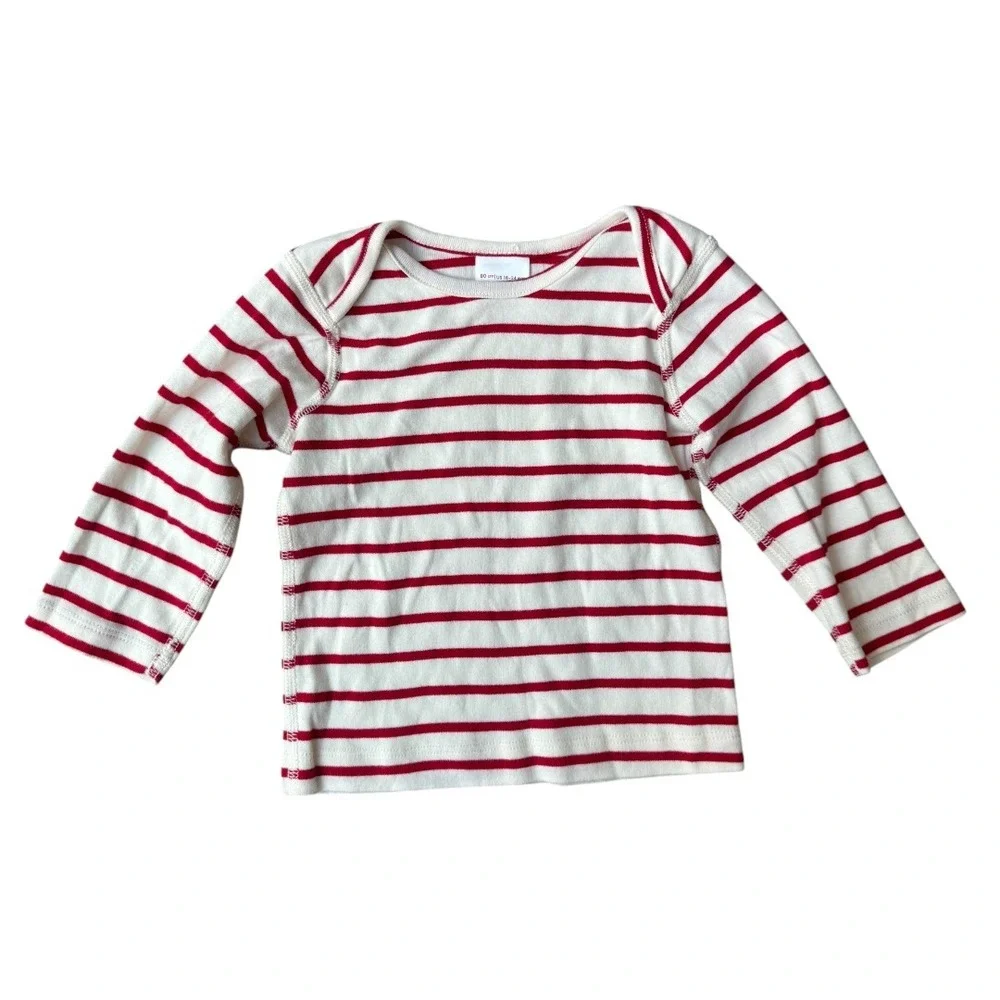 Hanna Andersson Red White Striped Shirt (18-24M) and Leggings (2T) Set